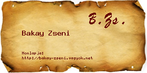 Bakay Zseni névjegykártya